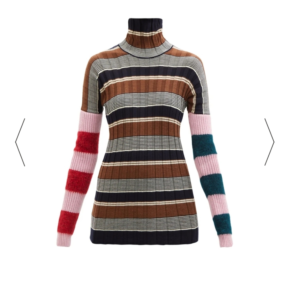 Coalville Striped virgin wool blend ribbed sweater 🇮🇹Italy. 456
